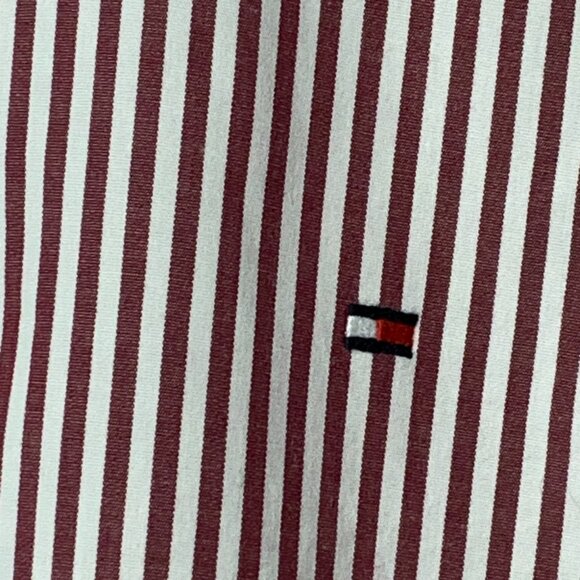 Tommy Hilfiger Red and White Striped Long Sleeve Mens Shirt - Picture 2 of 15